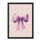 Sparkly Bow Framed Wall Art, Pink Bow Print, Girl Room Decor, Cute Bow Art, Nursery Art, Baby Shower Gift, Pink Decor, Bows and Hearts - Tawshia